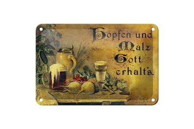 Blechschild Spruch 18x12 cm Hopfen und Malz Gott erhalt´s Deko Schild