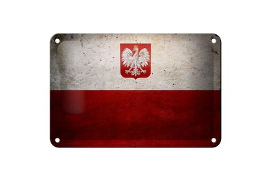 Blechschild Flagge 18x12 cm Polen Fahne Metall Wanddeko Deko Schild