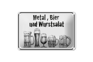 Blechschild Hinweis 18x12 cm Metall Bier und Wurstsalat Deko Schild