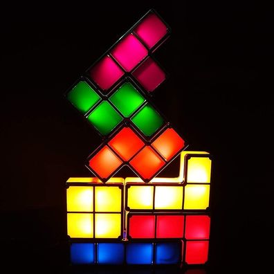 Tetris Lamp, Attoe LED Tetris Stackable Night Light 7 Colours Induction Locking Desk