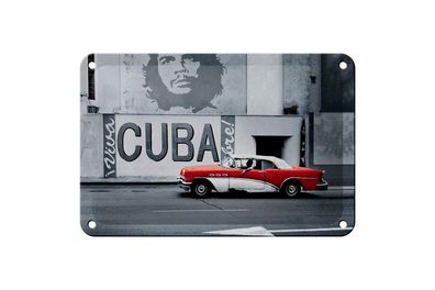 Blechschild Spruch 18x12 cm Cuba Guevara Auto rot Oldtimer Deko Schild