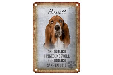Blechschild Spruch 12x18 cm Bassett Hund Geschenk Metall Deko Schild