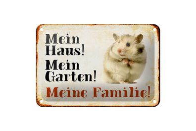 Blechschild Tiere 18x12 cm Hamster mein Haus Garten Familie Deko Schild