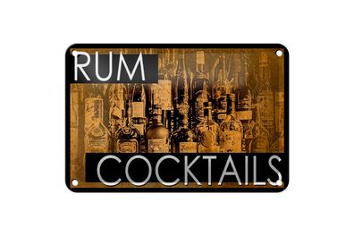 Blechschild Alkohol 18x12 cm Rum Cocktails Metall Deko Schild