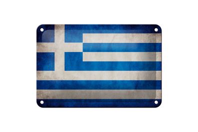 Blechschild Flagge 18x12 cm Griechenland Fahne Metall Deko Schild