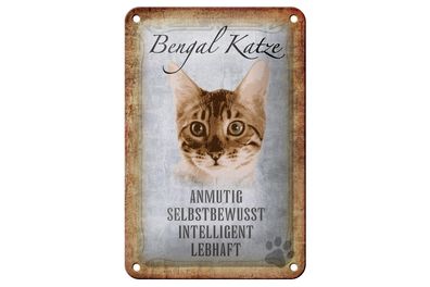 Blechschild Spruch 12x18 cm Bengal Katze Geschenk Metall Deko Schild