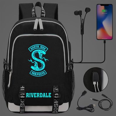 Riverdale Schultasche Archie Jughead Serpents Backpack Noctilucent USB-Lade Rucksack