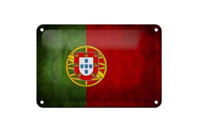Blechschild Flagge 18x12 cm Portugal Fahne Metall Deko Schild