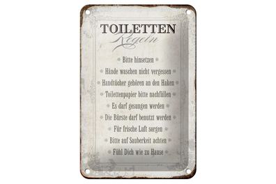 Blechschild Spruch 12x18 cm Toiletten Regeln Haus Geschenk Deko Schild