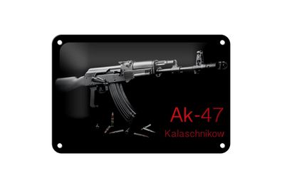 Blechschild Gewehr 18x12 cm AK-47 Kalaschnikow Metall Deko Schild