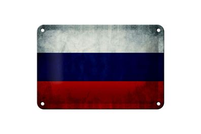 Blechschild Flagge 18x12 cm Russland Fahne Russia Flag Deko Schild