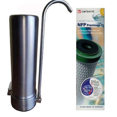 Auftischfilter HW Edelstahl mit Carbonit NFP-D Wasserfilter besserer Durchfluss