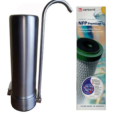 Auftischfilter HW Edelstahl mit Carbonit NFP-U Wasserfilter bessere Filterung