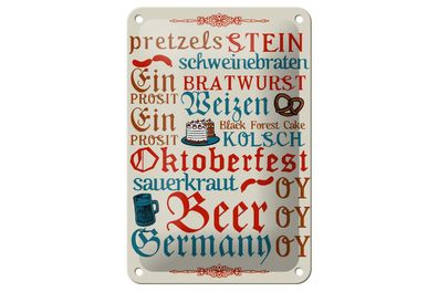 Blechschild Spruch 12x18 cm Oktoberfest Beer Wurst Germany Deko Schild