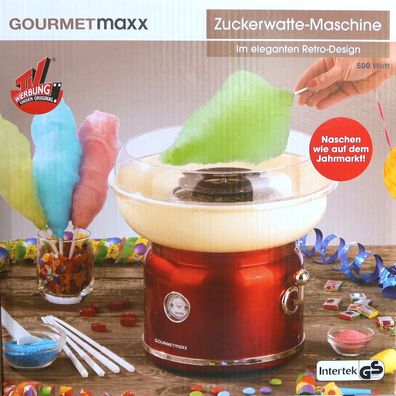 Zuckerwatte Zuckerwattemaschine Rot Maker Gourmetmaxx 500W Retrodesign NEU