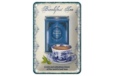 Blechschild Tee 12x18 cm Classic Breakfast Tea best teas Deko Schild