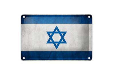 Blechschild Flagge 18x12 cm Israel Fahne Metall Wanddeko Deko Schild