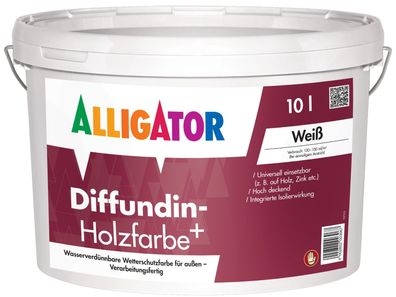 Alligator Diffundin-Holzfarbe+ 2,5 Liter weiß