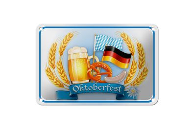 Blechschild Hinweis 18x12 cm Oktoberfest Bier Brezel Wurst Deko Schild