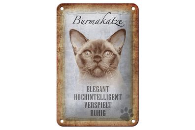 Blechschild Spruch 12x18 cm Burmakatze Katze Geschenk Metall Deko Schild