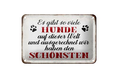 Blechschild Spruch 18x12 cm es gibt so viele Hunde Geschenk Deko Schild