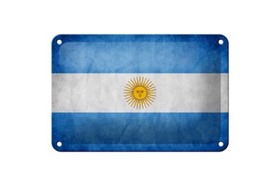 Blechschild Flagge 18x12 cm Argentinien Fahne Metall Deko Schild