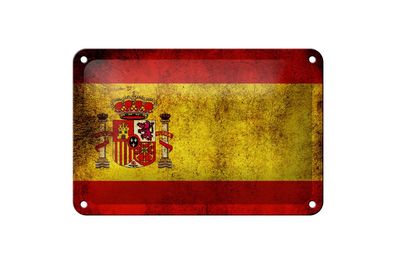 Blechschild Flagge 18x12 cm Spanien Fahne Metall Deko Schild