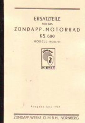 Ersatzteile-Katalog Zündapp Motorrad KS 600, Kraftrad, Zweirad, Oldtimer, WW2