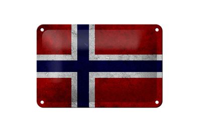 Blechschild Flagge 18x12 cm Norwegen Fahne Metall Wanddeko Deko Schild