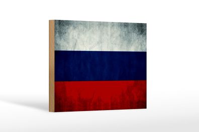 Holzschild Flagge 18x12 cm Russland Fahne Russia Flag Deko Schild