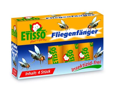 1,96€/ St.) Etisso Fliegenfänger 4 Stück Klebestreifen Falle Bekämpfung Fänger