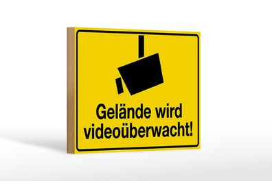 Holzschild Spruch 18x12 cm Gelände wird videoüberwacht Deko Schild