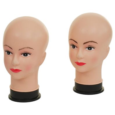 2x Mannequin-Kopf HWC-G81, Perückenpuppe weiblich Schaufensterfigur Puppe, 30cm
