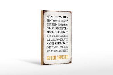 Holzschild Spruch 12x18 cm Hände waschen guten Appetit Deko Schild
