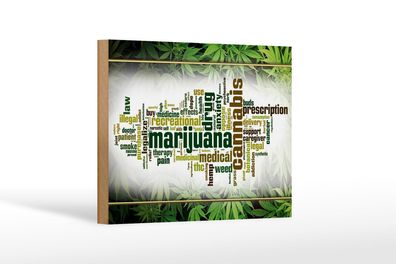 Holzschild Cannabis 18x12 cm Marijuana therapy pain smoke Deko Schild
