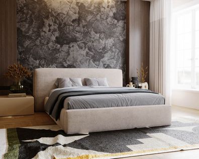 Doppelbett, Schlafzimmerbett Monza - Stilvoll Polsterbett mit Bettkasten