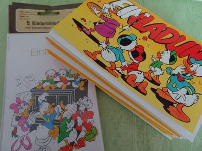 5 alte Grußkarten Kinder Einladung Walt Disney Dagobert Duck Donald.... Herlitz