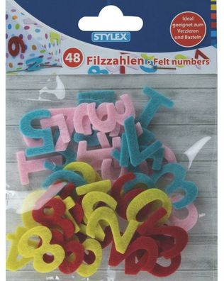 Stylex 46465 Filzzahlen, 0 - 9, 48 Stück farbig