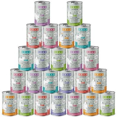 Grau ?Mischtray Menü - 24 x 400g ? Nassfutter