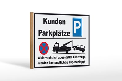 Holzschild Parken 18x12 cm Parkplatz Kunden widerrechtlich Deko Schild