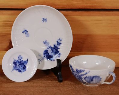 Royal Copenhagen Blaue Blume geschweift Kaffeegedeck 1551 mit Tellerchen 8180 #T