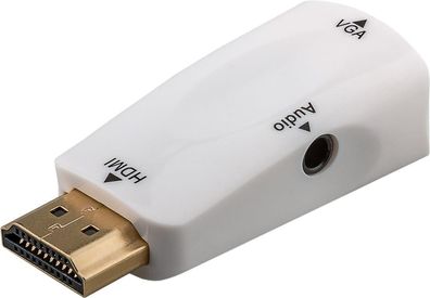 Goobay Kompakter HDMI™/ VGA Adapter inkl. Audio, vergoldet, Weiß - HDMI™-Stecker ...