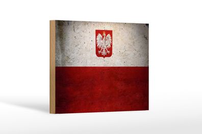 Holzschild Flagge 18x12 cm Polen Fahne Holz Wanddeko Deko Schild