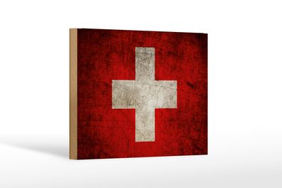 Holzschild Flagge 18x12 cm Schweiz Fahne Holz Deko Schild