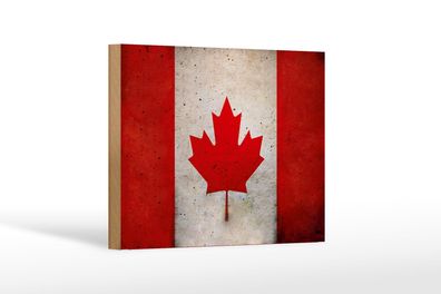 Holzschild Flagge 18x12 cm Kanada Fahne Holz Wanddeko Deko Schild