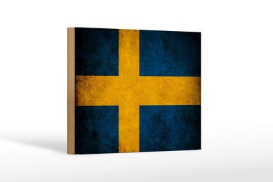 Holzschild Flagge 18x12 cm Schweden Fahne Holz Deko Schild