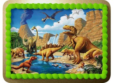 Essbar Dinosaur Dinosaurier Tortenaufleger Torte Tortenbild Zuckerbild 1
