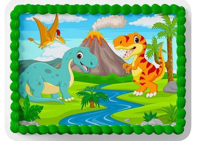 Essbar Dinosaur Dinosaurier Tortenaufleger Torte Tortenbild Zuckerbild 2