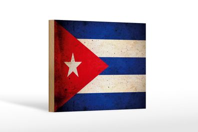 Holzschild Flagge 18x12 cm Kuba Cuba Fahne Holz Deko Schild