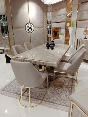 Esszimmer Set Garnitur Tisch 6x Stühle Design Modern Möbel Luxus Esstisch Neu
